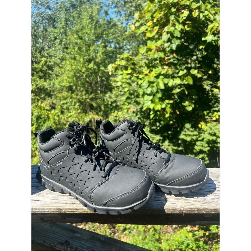 Reebok Men's Sublite Cushion Work Athletic Mid-Cut Composite Toe Shoes Sz 8 Blac